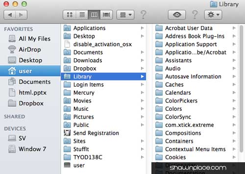 Show User Library Directory in Mac OS X 10.7 Lion